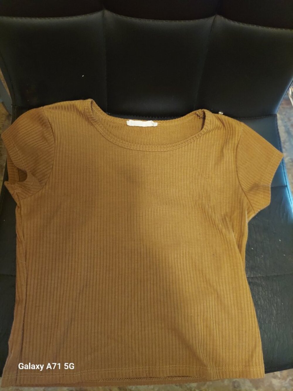 Kids Brown Ribbed Crop Top